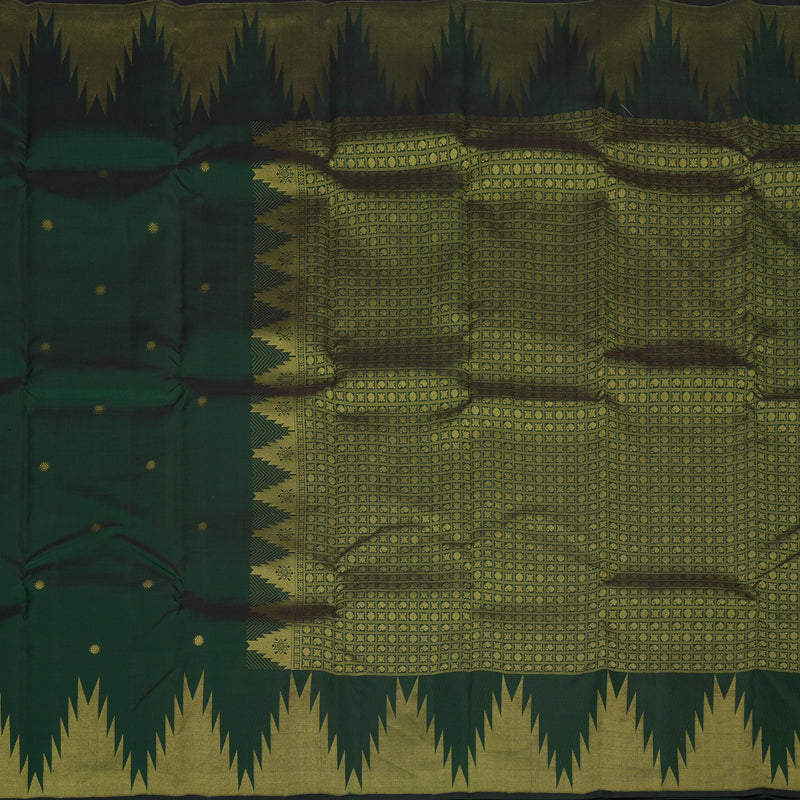Hayagrivas Handloom Bottle Green Kanjivaram Silk Saree with Temple Border KBE2461C8-9
