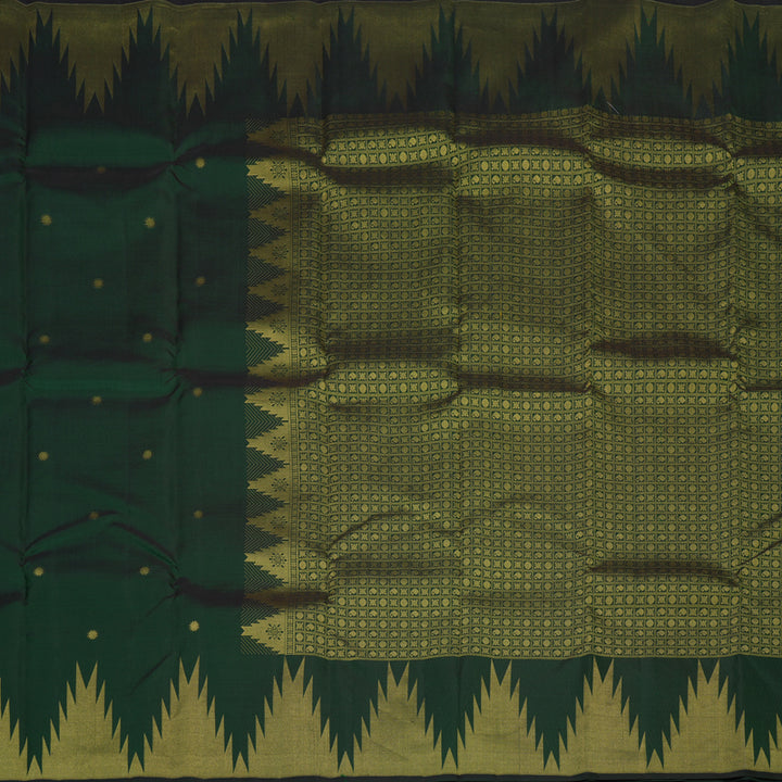 Hayagrivas Handloom Bottle Green Kanjivaram Silk Saree with Temple Border KBE2461C8-9