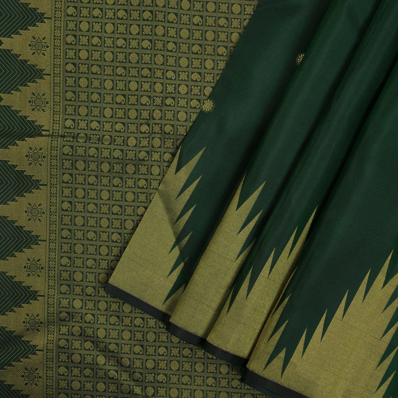 Hayagrivas Handloom Bottle Green Kanjivaram Silk Saree with Temple Border KBE2461C8-9