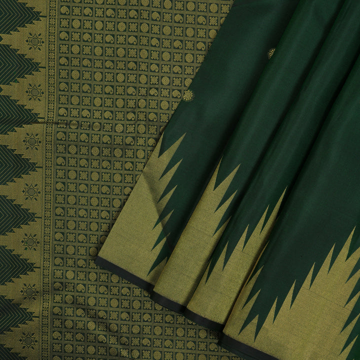 Hayagrivas Handloom Bottle Green Kanjivaram Silk Saree with Temple Border KBE2461C8-9