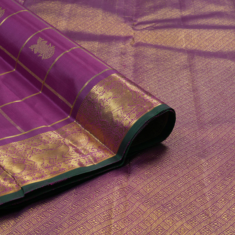 Hayagrivas Handloom Vadamalli Purple Kanjivaram Silk Saree KBE2466C3-1