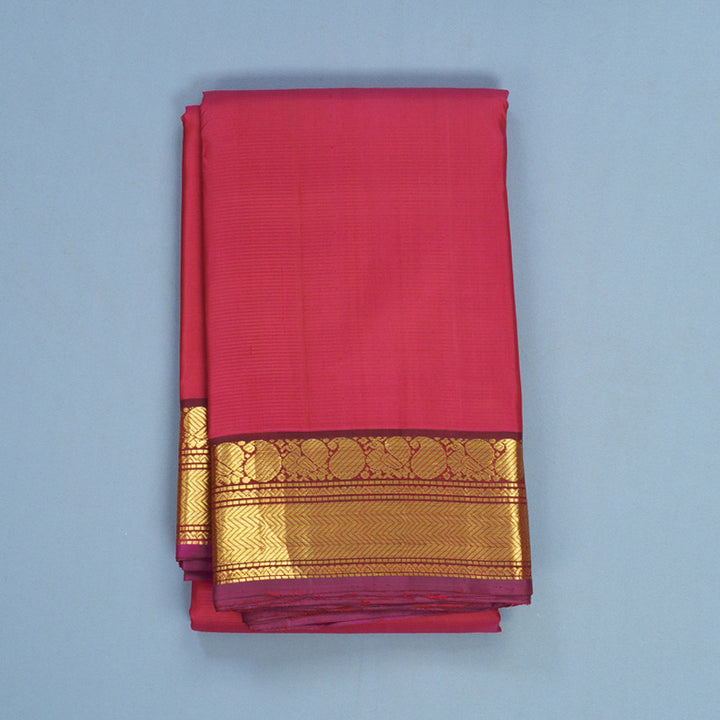Hayagrivas Handloom Rani Pink Kanjivaram Silk Saree with Dark Maroon Border KBE2466C7-3