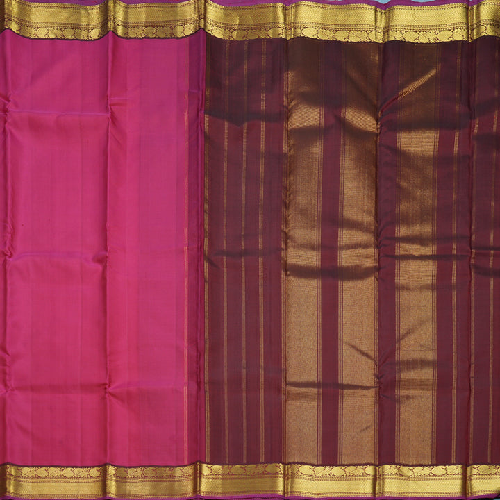 Hayagrivas Handloom Rani Pink Kanjivaram Silk Saree with Dark Maroon Border KBE2466C7-3
