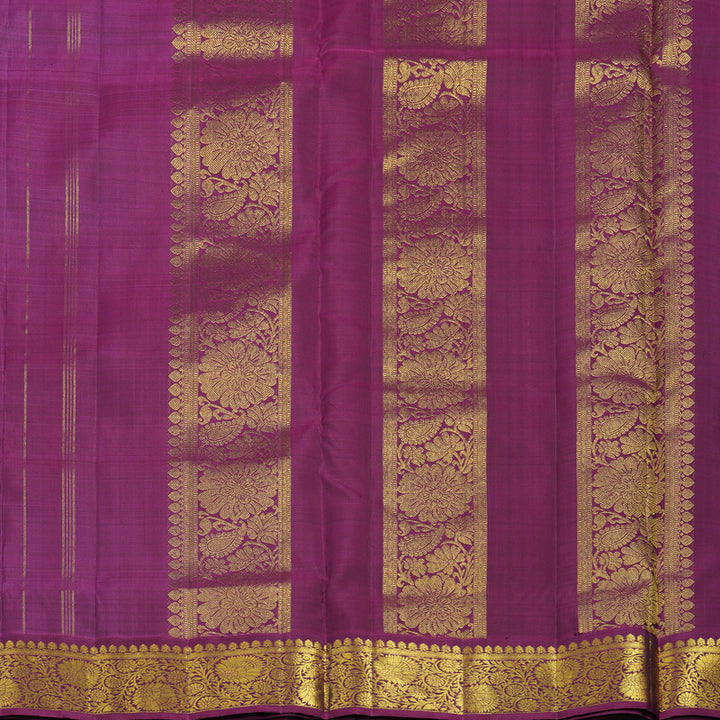 Hayagrivas Handloom Peach Pink Ten Yards Silk Saree with Vadamalli Purple Border KBE2467C1-5