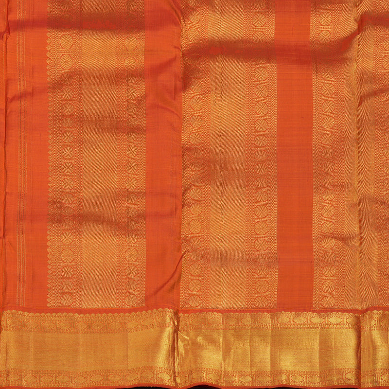 Hayagrivas Handloom Midnight Blue Ten Yards Silk Saree with Orange Border KBE2467C2-1