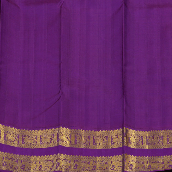 Hayagrivas Handloom Dark Green Kanjivaram Silk Saree with Purple Border KBE2469C1-2