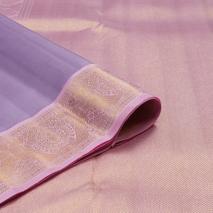 Hayagrivas Handloom Lilac Kanjivaram Silk Saree with Lotus Pink Border KBE2469C2-1