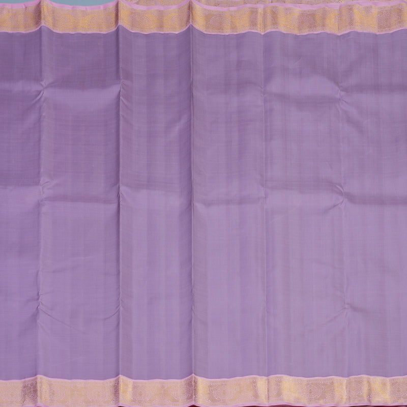 Hayagrivas Handloom Lilac Kanjivaram Silk Saree with Lotus Pink Border KBE2469C2-1