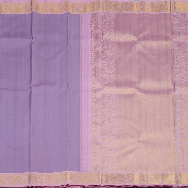 Hayagrivas Handloom Lilac Kanjivaram Silk Saree with Lotus Pink Border KBE2469C2-1