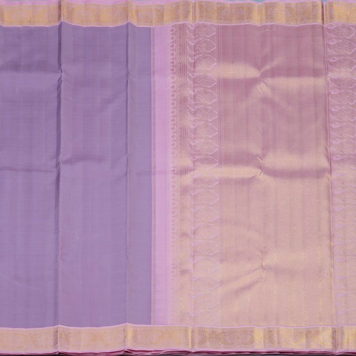 Hayagrivas Handloom Lilac Kanjivaram Silk Saree with Lotus Pink Border KBE2469C2-1