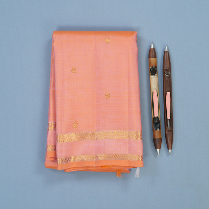 Hayagrivas Handloom Peach Orange Kanjivaram Silk Saree KBE2469C3-1