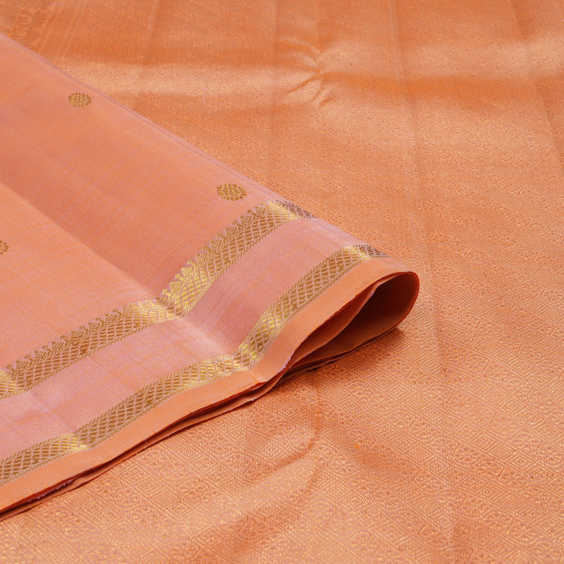 Hayagrivas Handloom Peach Orange Kanjivaram Silk Saree KBE2469C3-1