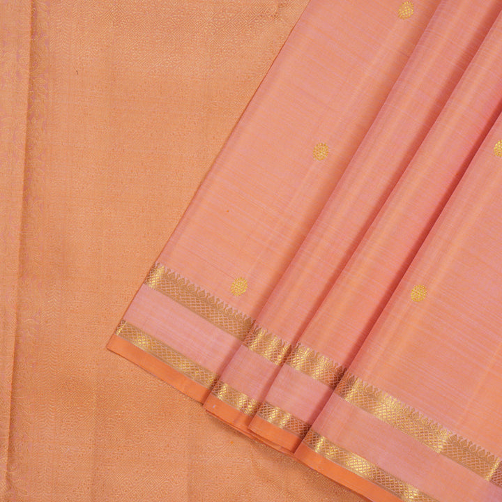 Hayagrivas Handloom Peach Orange Kanjivaram Silk Saree KBE2469C3-1