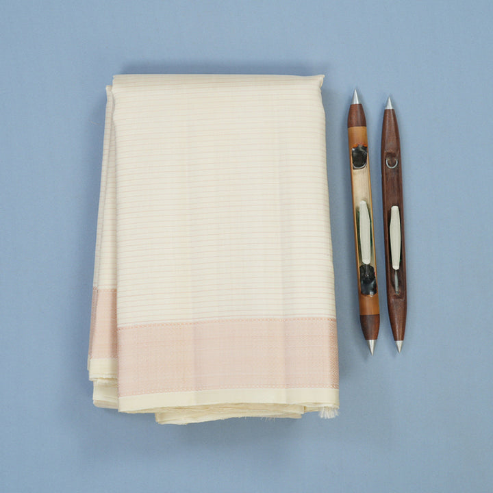 Hayagrivas Handloom Half-White Kanjivaram Silk Saree KBE2537C5-1