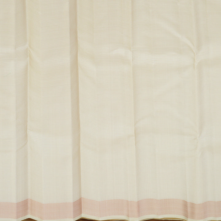 Hayagrivas Handloom Half-White Kanjivaram Silk Saree KBE2537C5-1