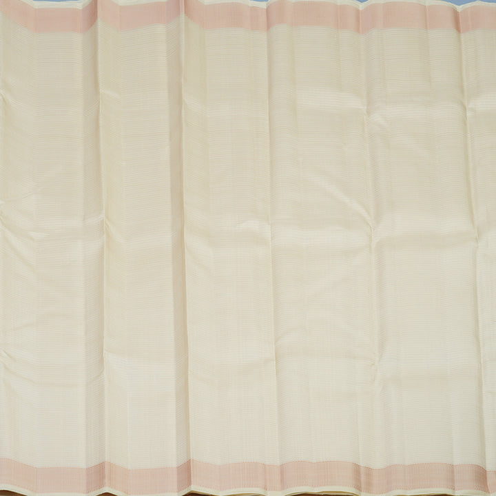 Hayagrivas Handloom Half-White Kanjivaram Silk Saree KBE2537C5-1