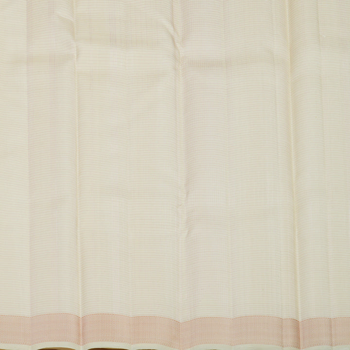 Hayagrivas Handloom Half-White Kanjivaram Silk Saree KBE2537C5-1