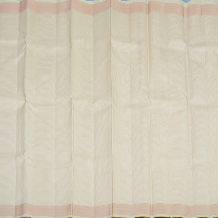 Hayagrivas Handloom Half-White Kanjivaram Silk Saree KBE2537C5-1