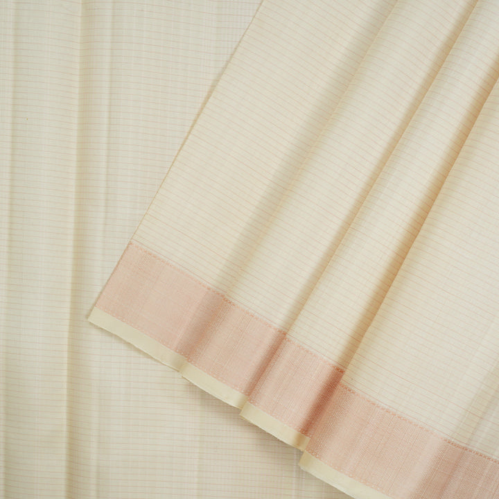 Hayagrivas Handloom Half-White Kanjivaram Silk Saree KBE2537C5-1
