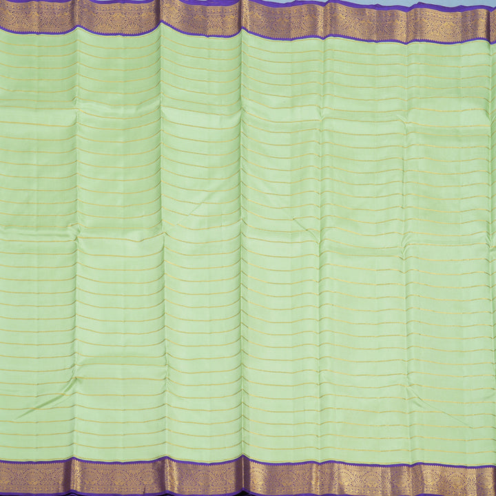 Hayagrivas Handloom Pista Green Kanjivaram Silk Saree with Purple Border KBE2470C2-1
