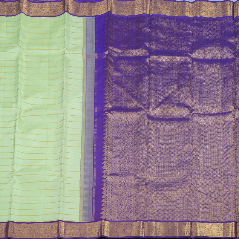 Hayagrivas Handloom Pista Green Kanjivaram Silk Saree with Purple Border KBE2470C2-1