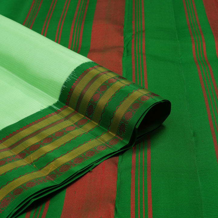 Hayagrivas Handloom Pista Green Kanjivaram Silk Saree with Dark Green Border KBE2417C1-3