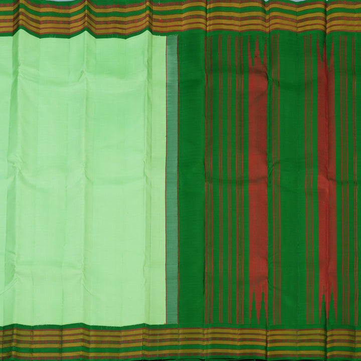Hayagrivas Handloom Pista Green Kanjivaram Silk Saree with Dark Green Border KBE2417C1-3