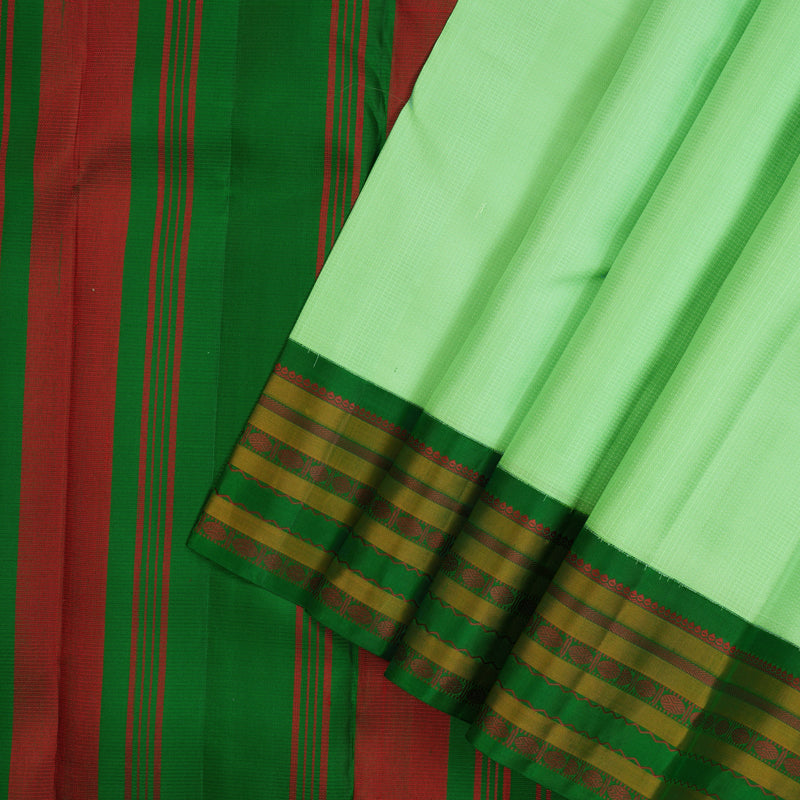 Hayagrivas Handloom Pista Green Kanjivaram Silk Saree with Dark Green Border KBE2417C1-3