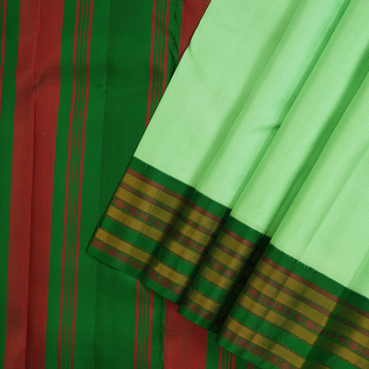 Hayagrivas Handloom Pista Green Kanjivaram Silk Saree with Dark Green Border KBE2417C1-3