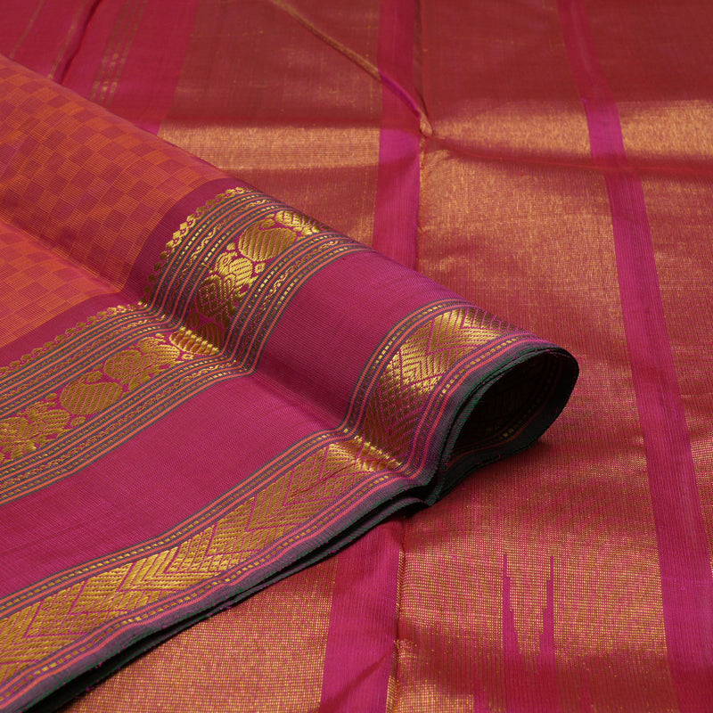 Hayagrivas Handloom Orange & Pink (Carpet Checks) Kanjivaram Silk Saree KBE2472C2-1