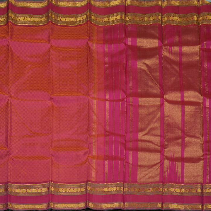 Hayagrivas Handloom Orange & Pink (Carpet Checks) Kanjivaram Silk Saree KBE2472C2-1