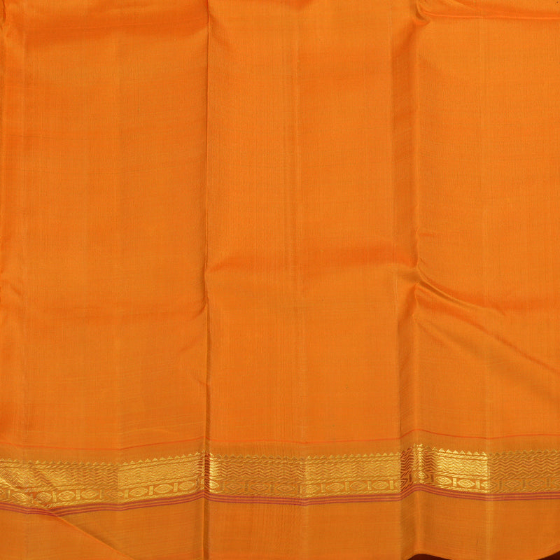Hayagrivas Handloom Half-White Kanjivaram Silk Saree with Orange Border KBE2473C2-1