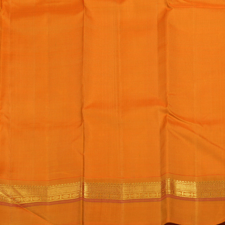 Hayagrivas Handloom Half-White Kanjivaram Silk Saree with Orange Border KBE2473C2-1