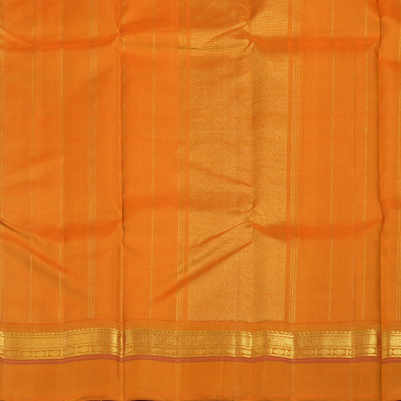 Hayagrivas Handloom Half-White Kanjivaram Silk Saree with Orange Border KBE2473C2-1