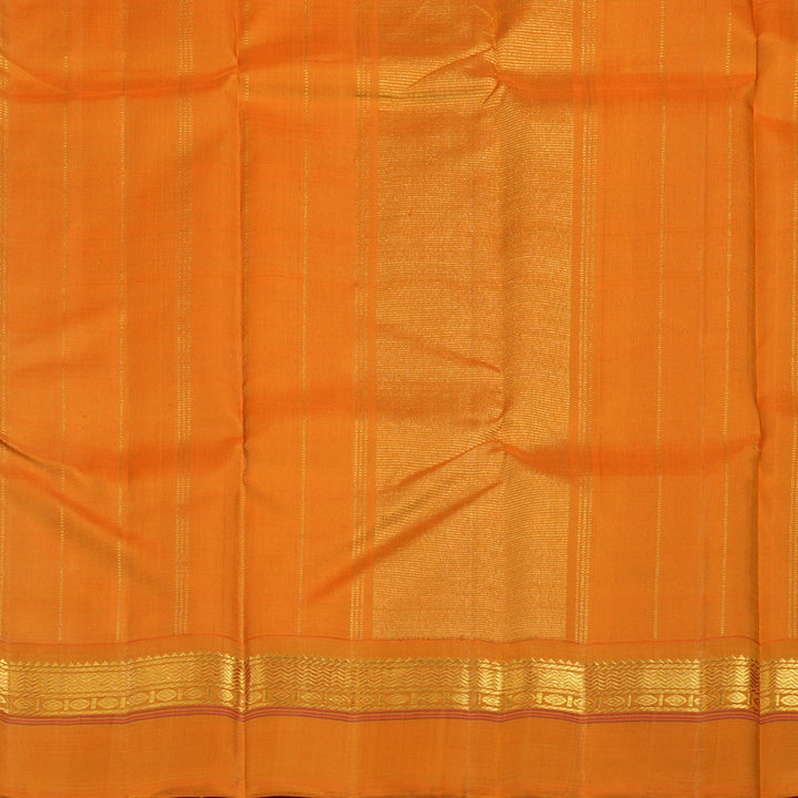 Hayagrivas Handloom Half-White Kanjivaram Silk Saree with Orange Border KBE2473C2-1