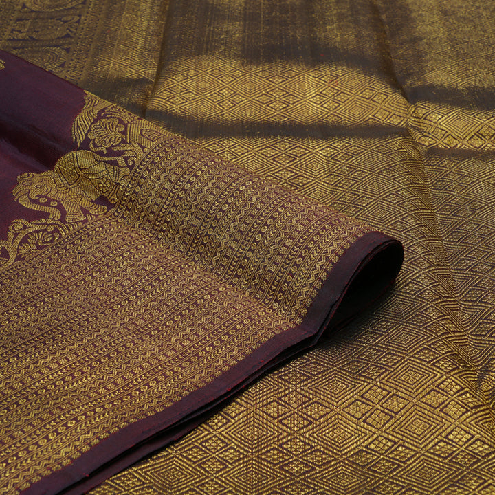 Hayagrivas Handloom Wine Maroon Kanjivaram Silk Saree KBE2475C2-1