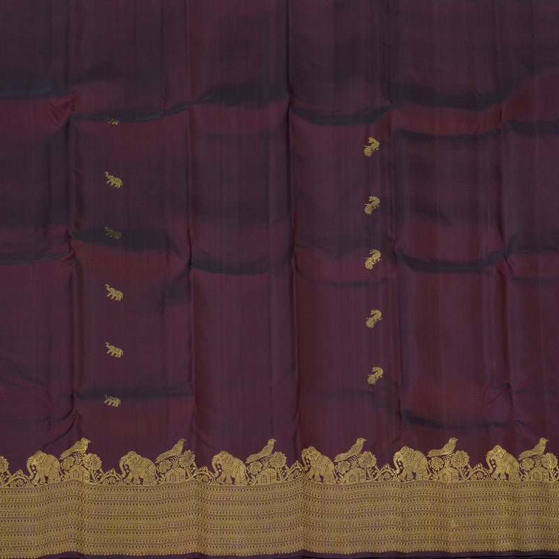 Hayagrivas Handloom Wine Maroon Kanjivaram Silk Saree KBE2475C2-1