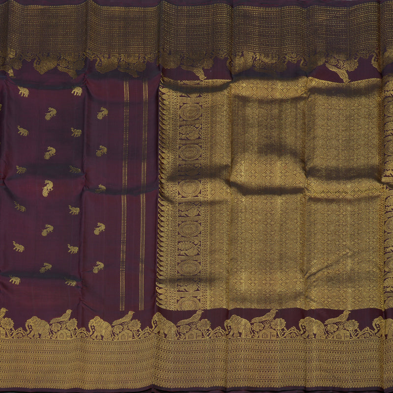 Hayagrivas Handloom Wine Maroon Kanjivaram Silk Saree KBE2475C2-1