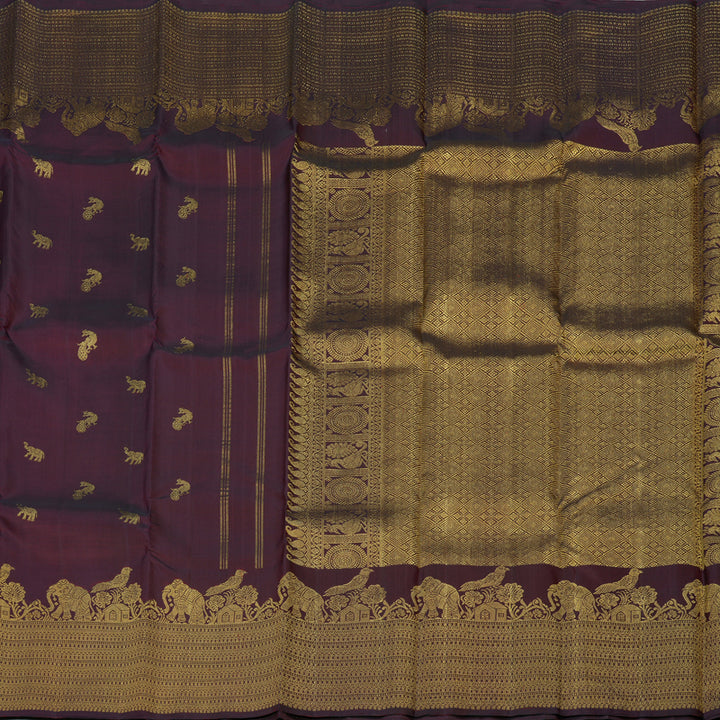 Hayagrivas Handloom Wine Maroon Kanjivaram Silk Saree KBE2475C2-1