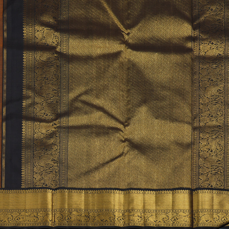 Hayagrivas Handloom Orange Kanjivaram Silk Saree with Deep Nagapazham Border KBE2477C1-1