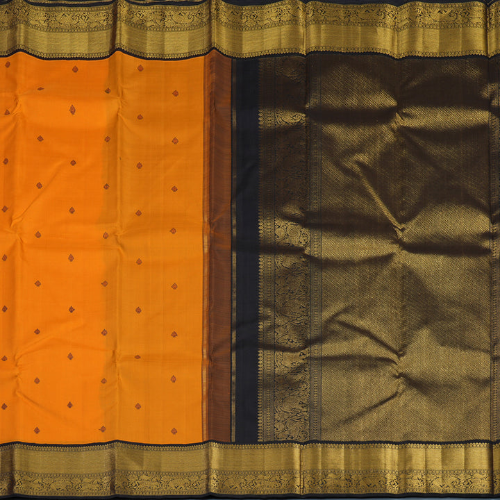 Hayagrivas Handloom Orange Kanjivaram Silk Saree with Deep Nagapazham Border KBE2477C1-1