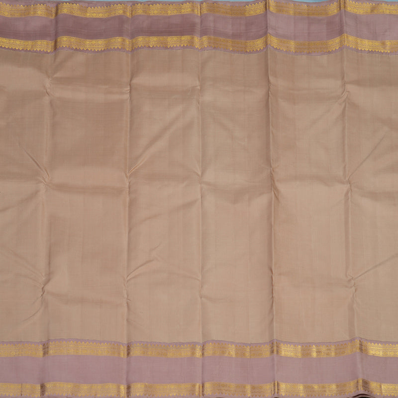 Hayagrivas Handloom Light Brown Kanjivaram Silk Saree with Rosewood Border KBE2477C2-1