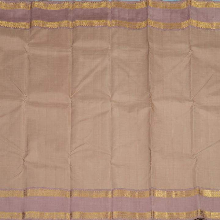 Hayagrivas Handloom Light Brown Kanjivaram Silk Saree with Rosewood Border KBE2477C2-1