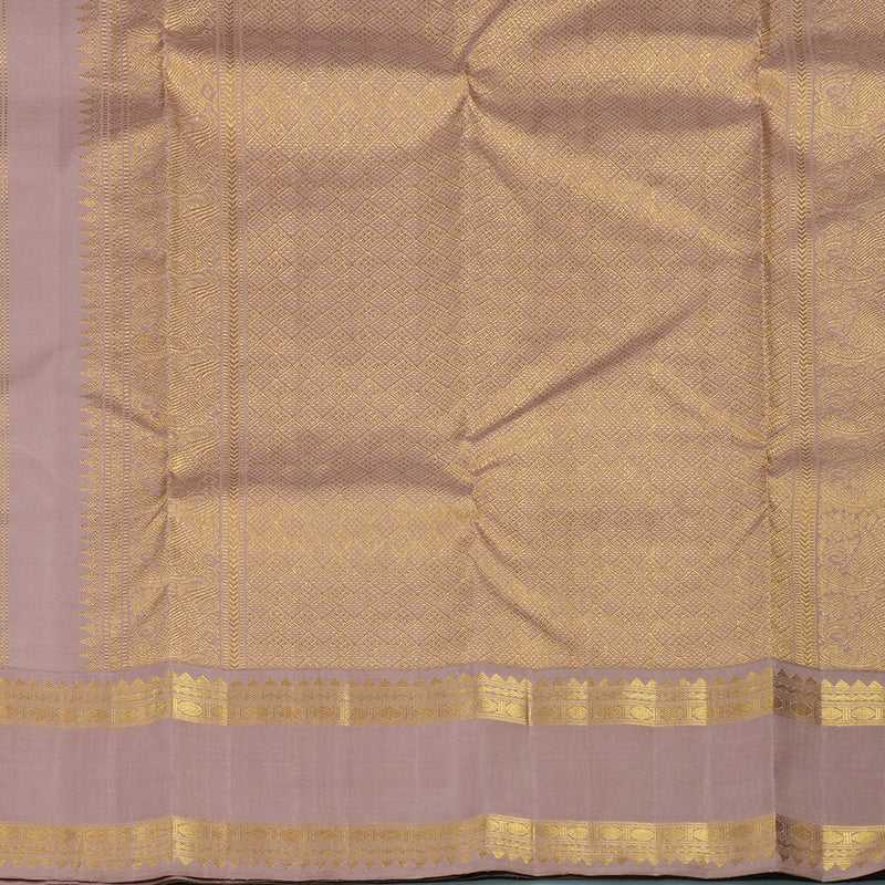 Hayagrivas Handloom Light Brown Kanjivaram Silk Saree with Rosewood Border KBE2477C2-1