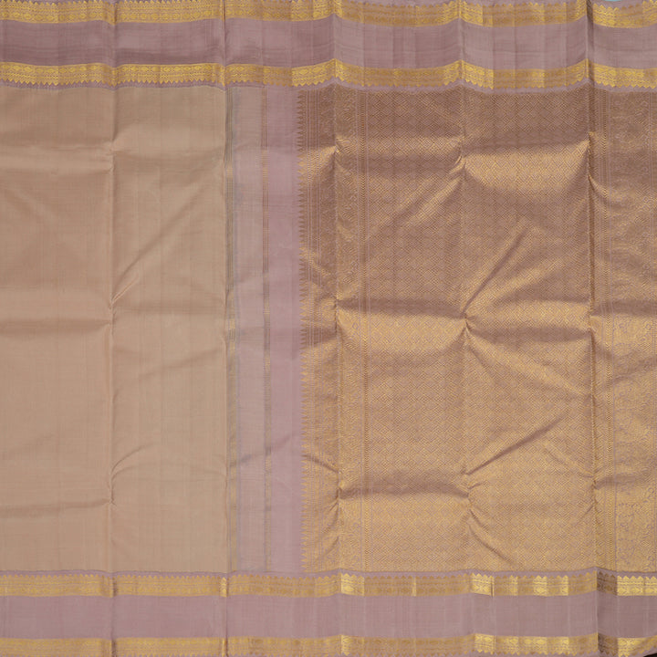 Hayagrivas Handloom Light Brown Kanjivaram Silk Saree with Rosewood Border KBE2477C2-1