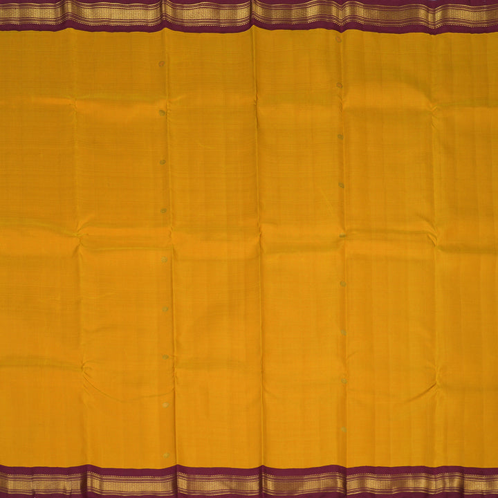 Hayagrivas Handloom Manjal Kanjivaram Silk Saree with Maroon Border KBE2477C3-1