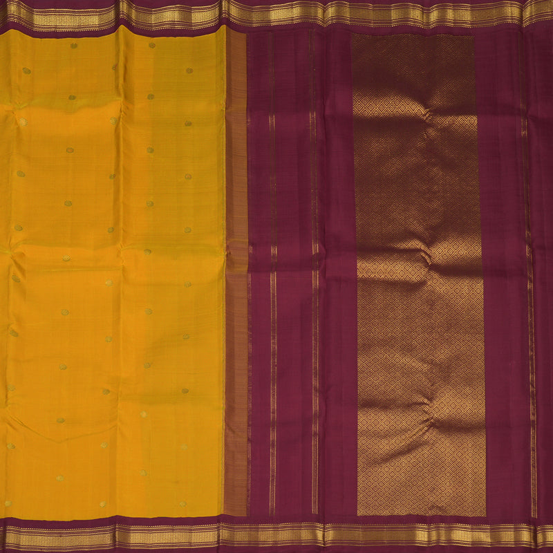 Hayagrivas Handloom Manjal Kanjivaram Silk Saree with Maroon Border KBE2477C3-1