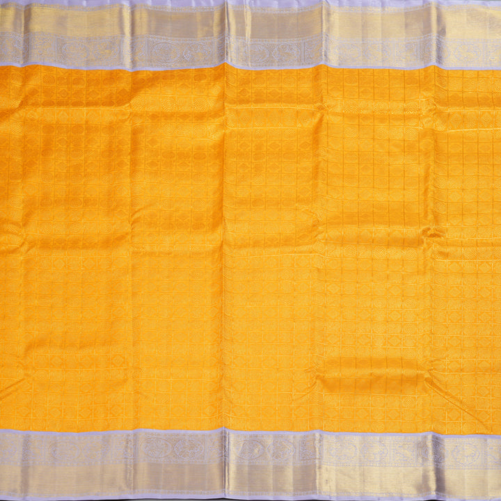 Hayagrivas Handloom Mango Yellow Kanjivaram Silk Saree with Lilac Border KBE2477C5-1