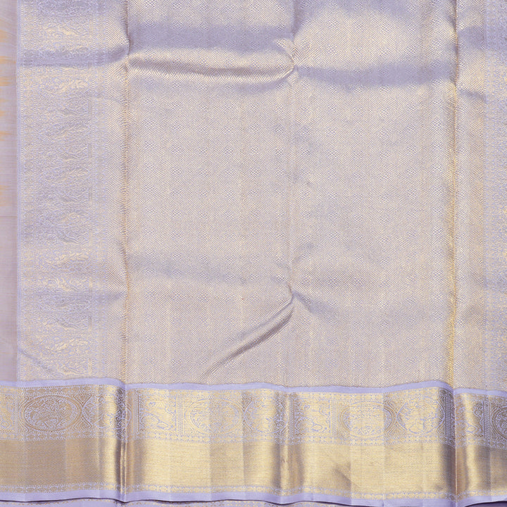 Hayagrivas Handloom Mango Yellow Kanjivaram Silk Saree with Lilac Border KBE2477C5-1