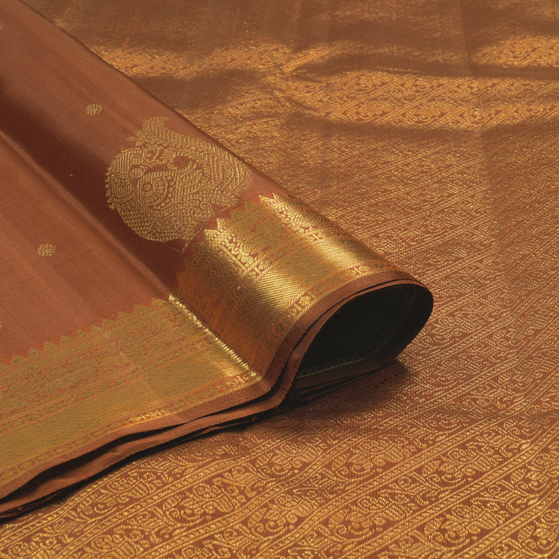 Hayagrivas Handloom Rust Orange Kanjivaram Silk Saree KBE2478C1-5